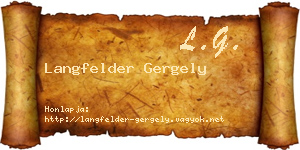 Langfelder Gergely névjegykártya